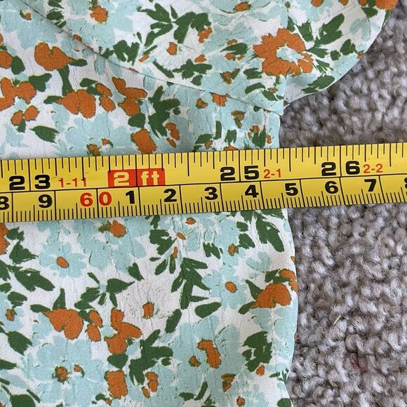 Umgee 1XL Green Floral Blouse Puff Sleeves Boho Shabby Cottage Chic Top Popover - Picture 10 of 12